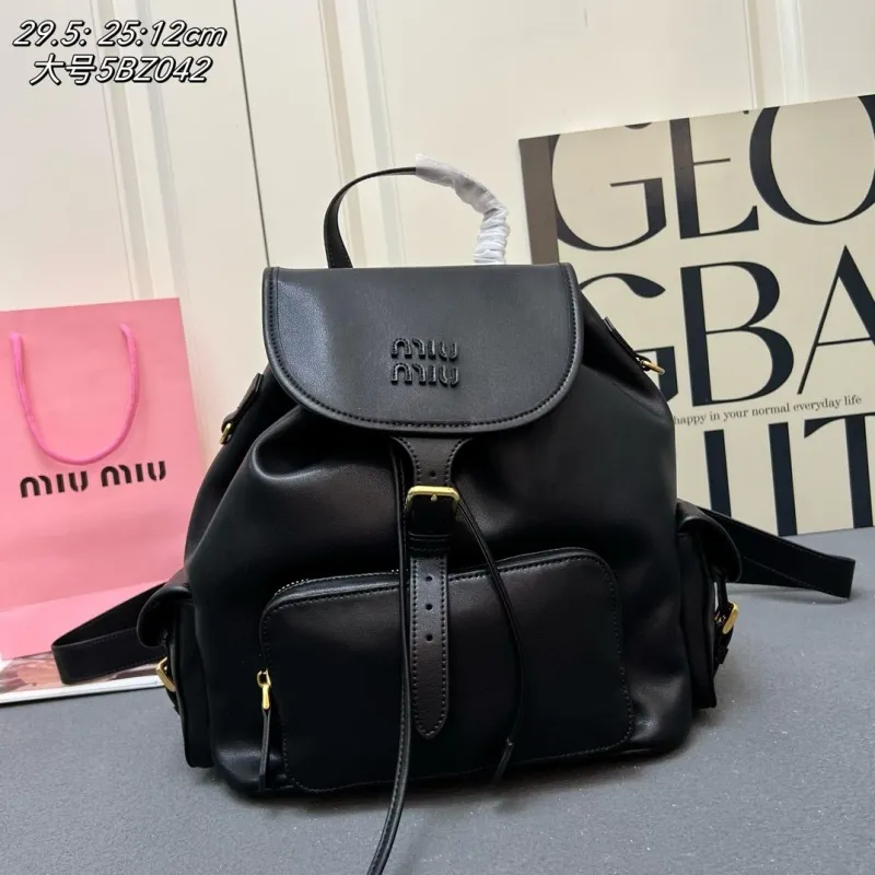 MIU MIU Large Black Leather Backpack 5BZ042