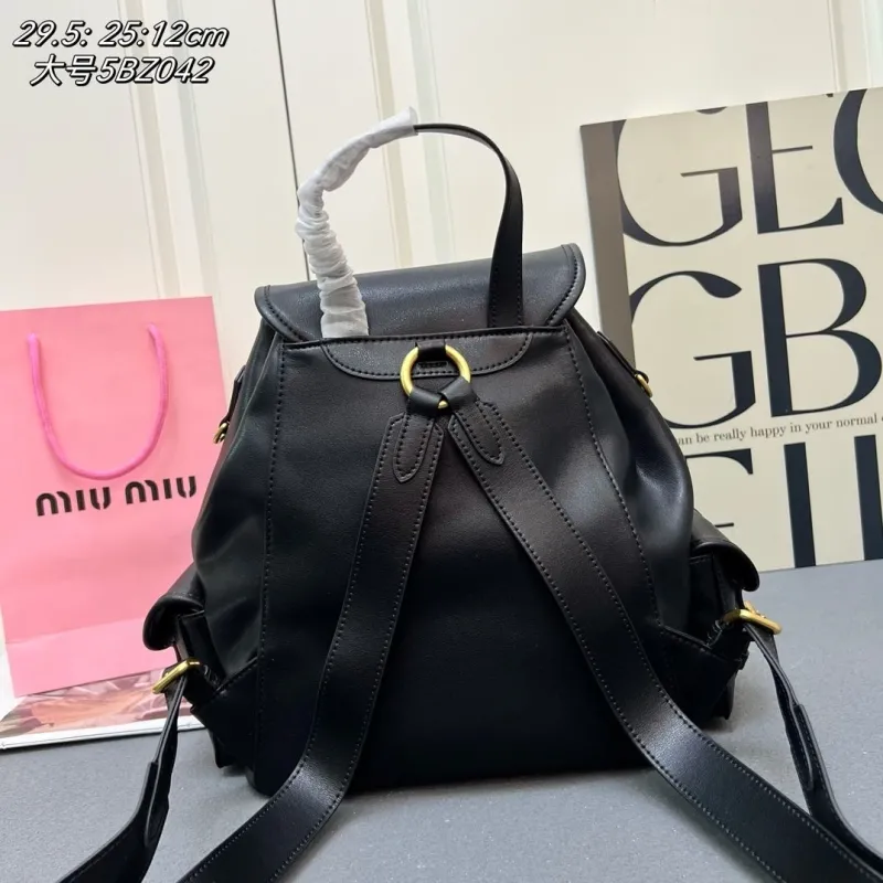 Alternative view of MIU MIU Large Black Leather Backpack 5BZ042