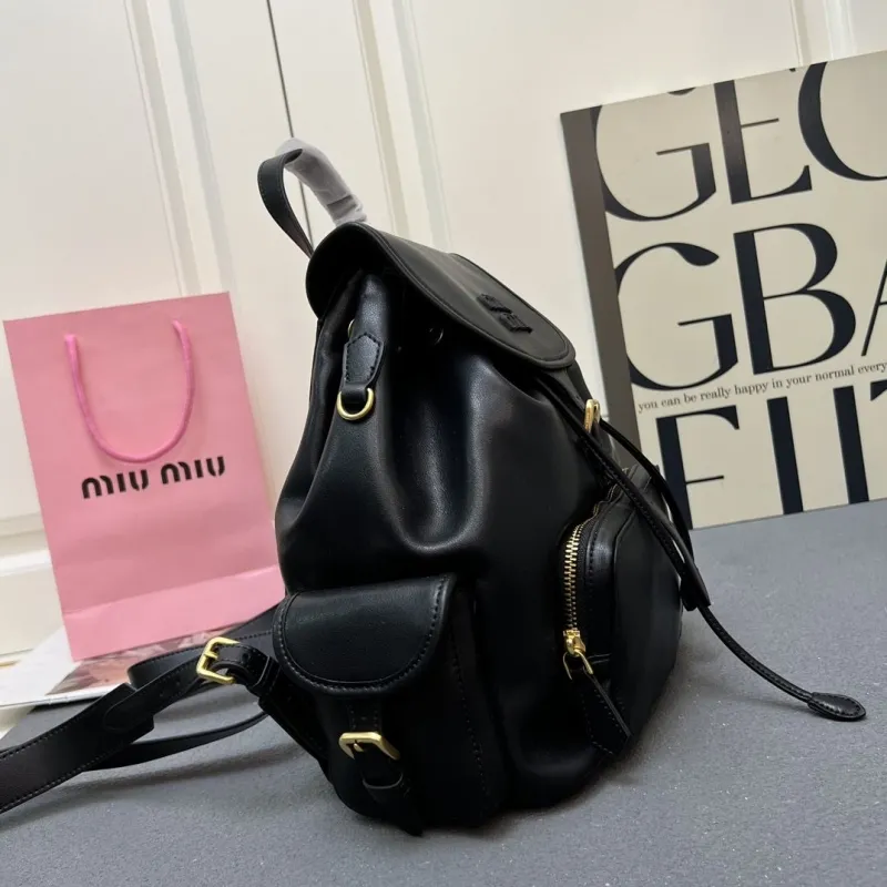 MIU MIU Large Black Leather Backpack 5BZ042 - Image 3