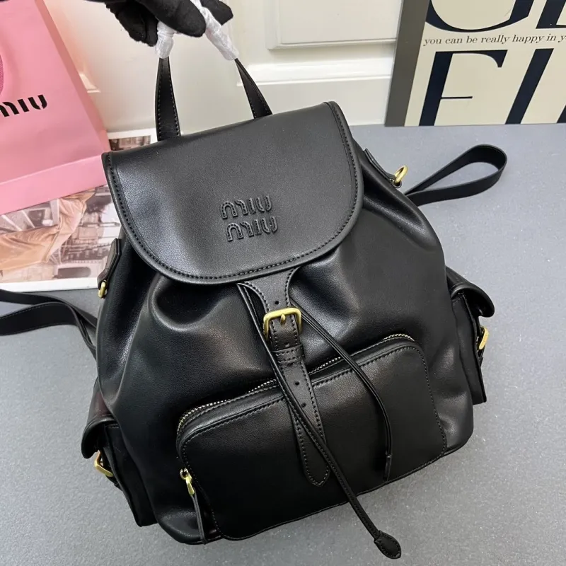 MIU MIU Large Black Leather Backpack 5BZ042 - Image 4