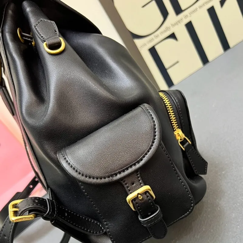 MIU MIU Large Black Leather Backpack 5BZ042 - Image 6