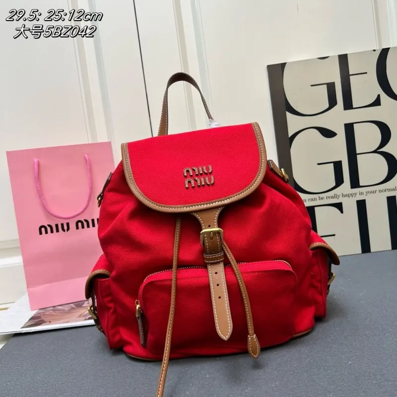 Miu Miu Large Red Canvas Backpack 5BZ042