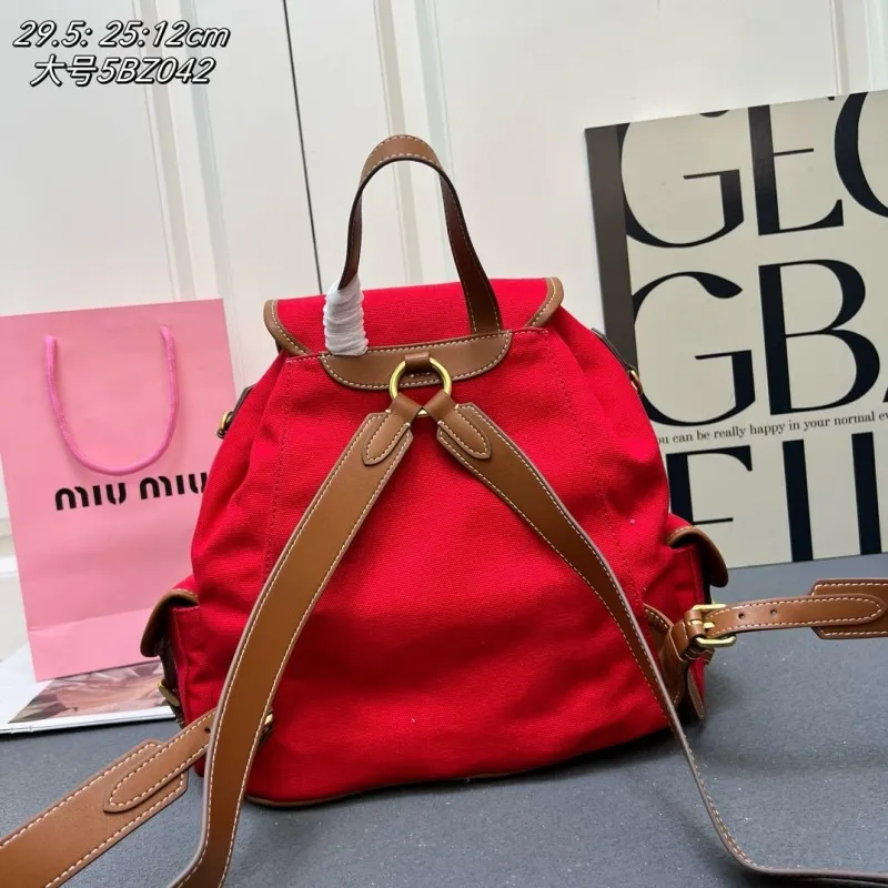Alternative view of Miu Miu Large Red Canvas Backpack 5BZ042