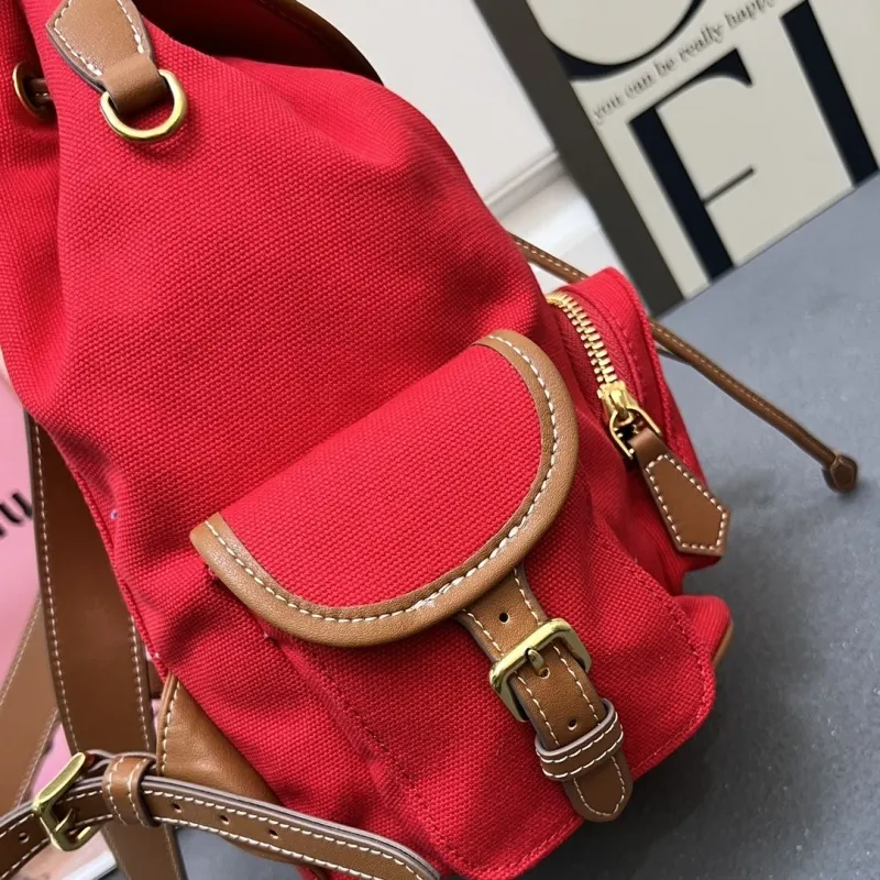 Miu Miu Large Red Canvas Backpack 5BZ042 - Image 4