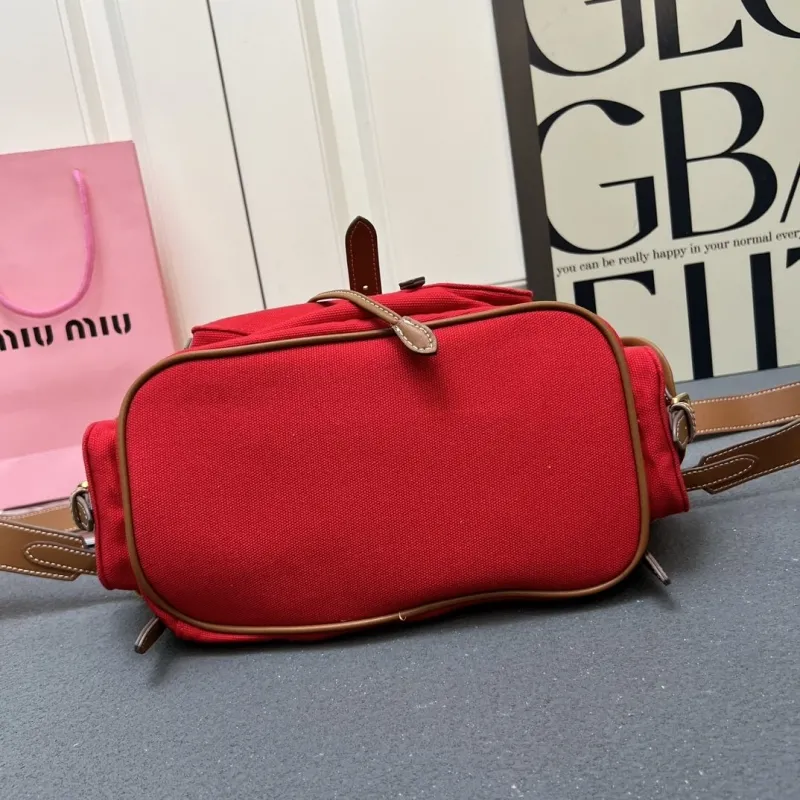 Miu Miu Large Red Canvas Backpack 5BZ042 - Image 5