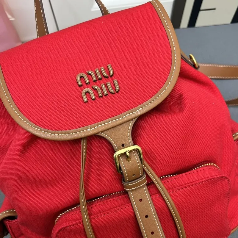 Miu Miu Large Red Canvas Backpack 5BZ042 - Image 7