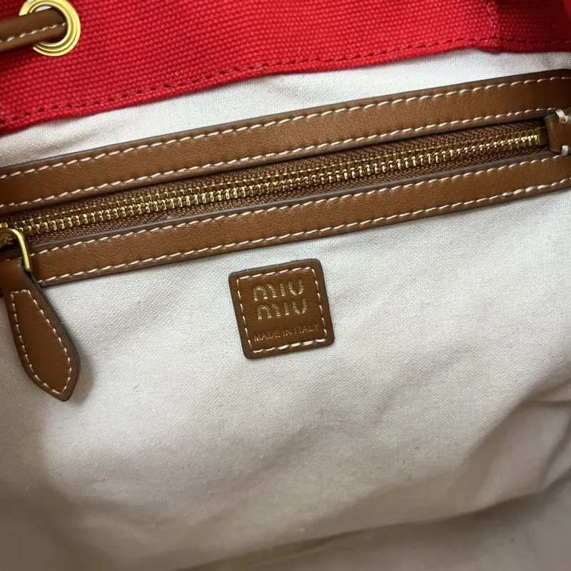 Miu Miu Large Red Canvas Backpack 5BZ042 - Image 9