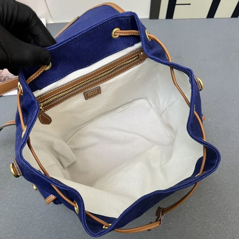 MIU MIU Large Blue Canvas Backpack 5BZ042 - Image 8