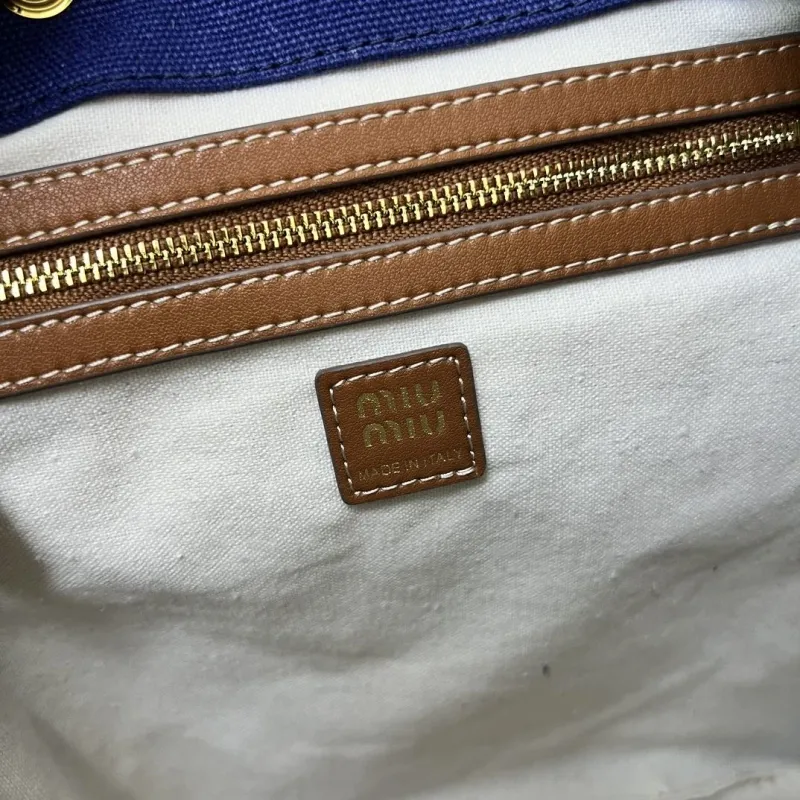 MIU MIU Large Blue Canvas Backpack 5BZ042 - Image 9