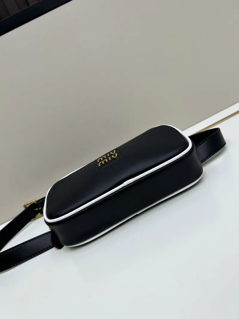 Miu Miu Black Waist Bag with White Trim - Image 5