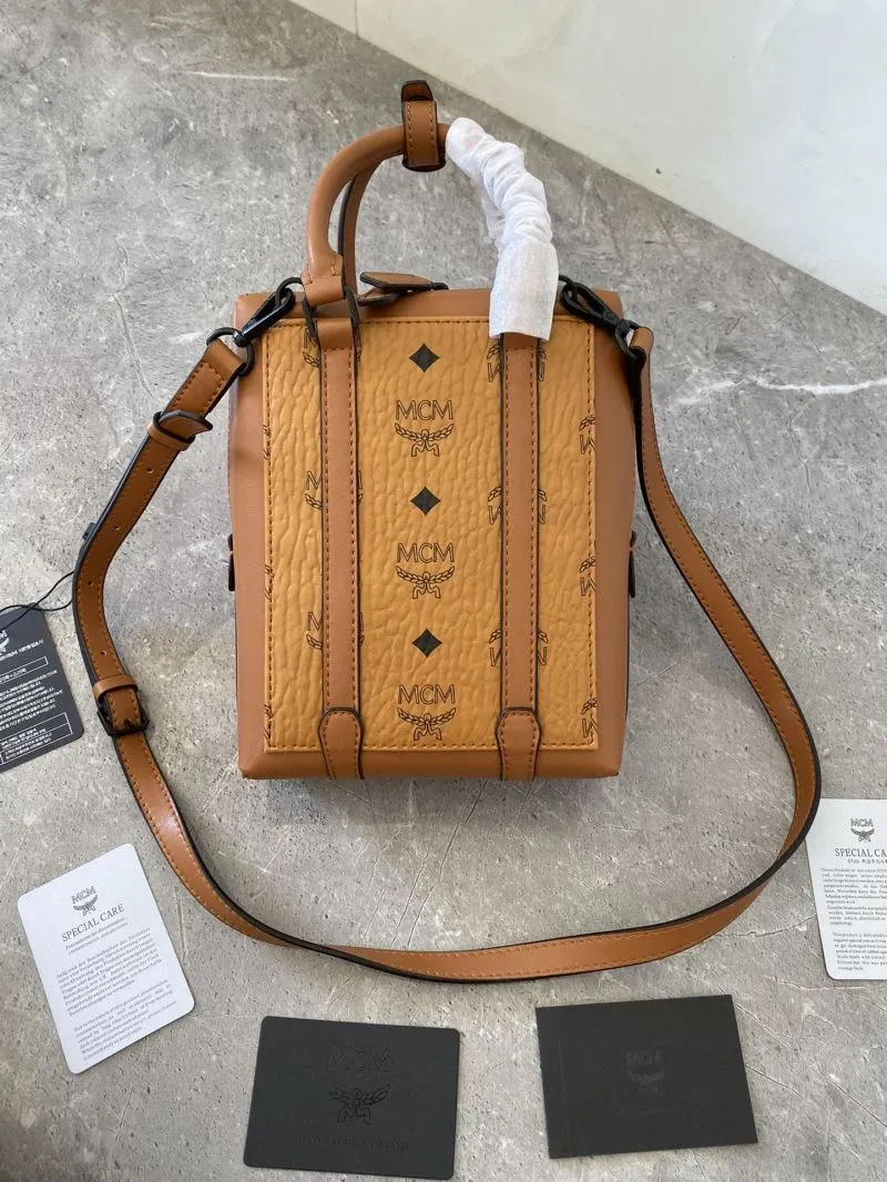 MCM Cognac Visetos Mini Top Handle Bag - Image 4