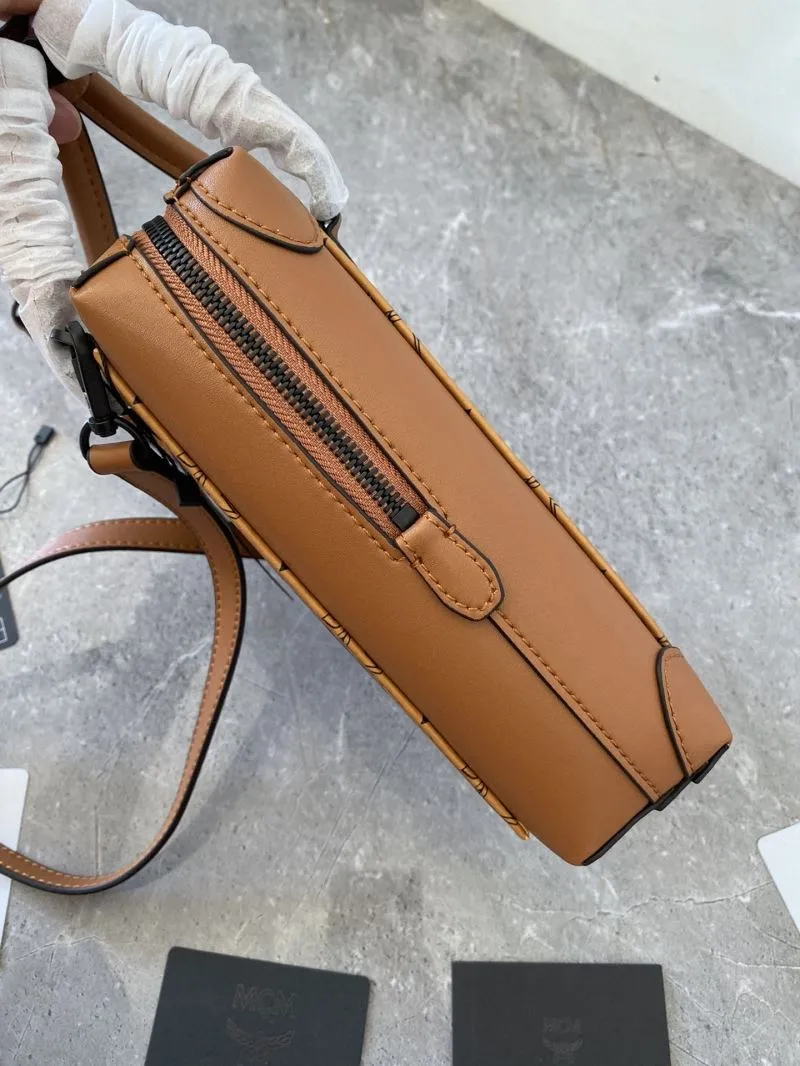 MCM Cognac Visetos Mini Top Handle Bag - Image 5