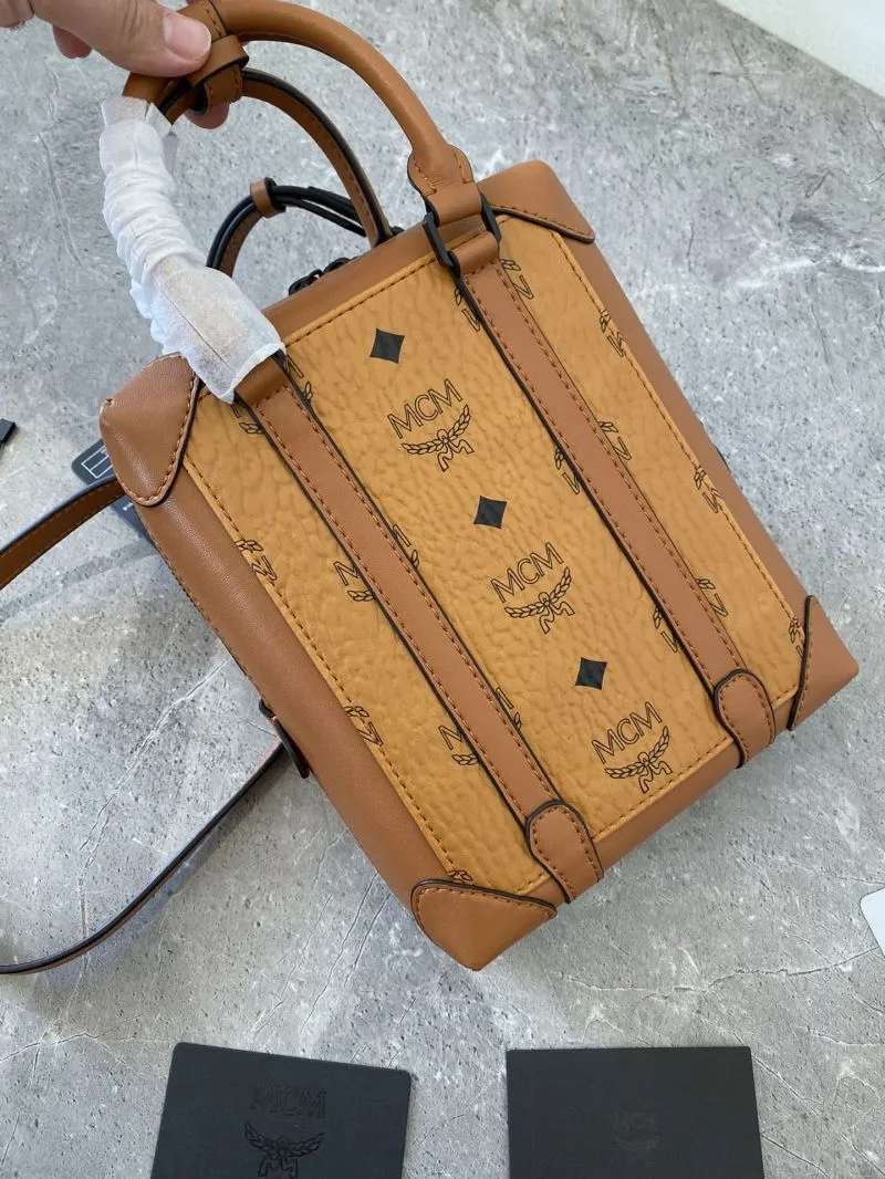 MCM Cognac Visetos Mini Top Handle Bag - Image 6