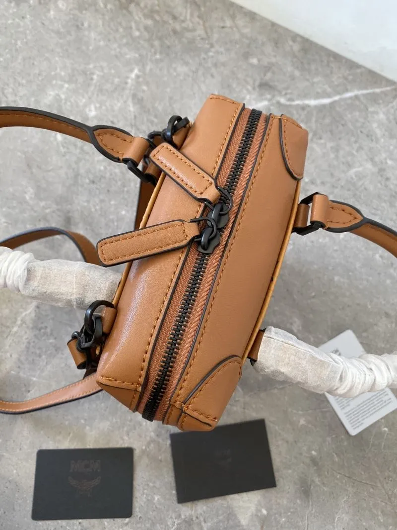 MCM Cognac Visetos Mini Top Handle Bag - Image 7