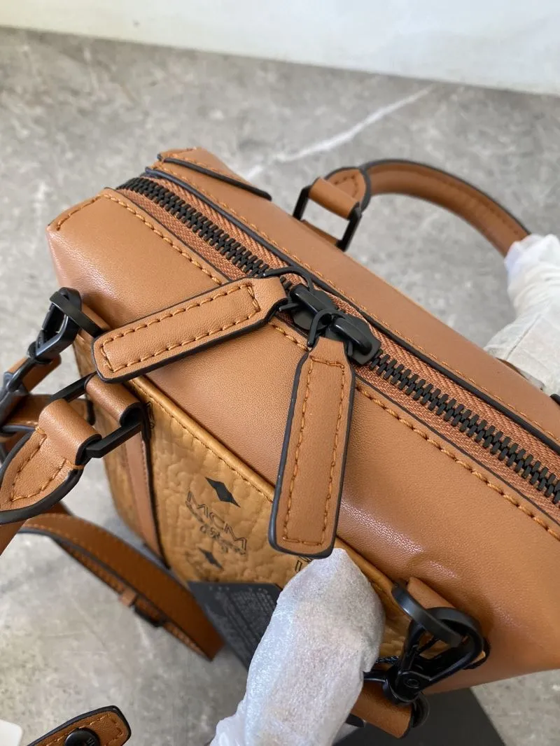 MCM Cognac Visetos Mini Top Handle Bag - Image 8