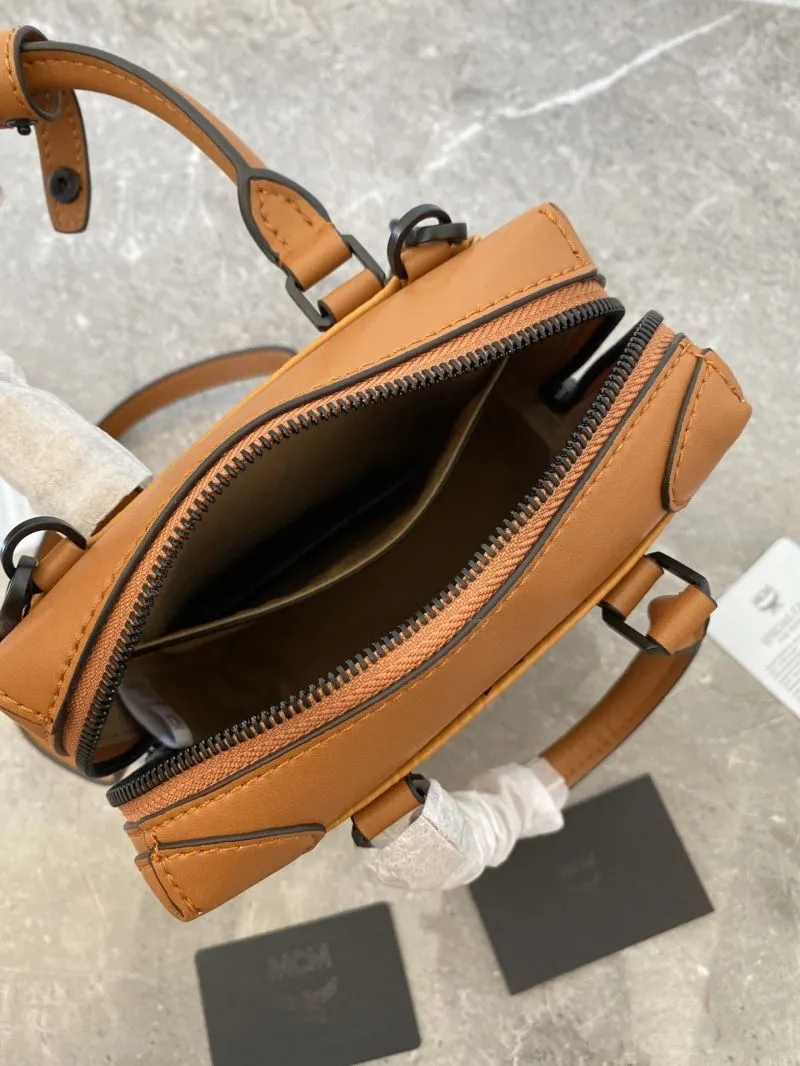 MCM Cognac Visetos Mini Top Handle Bag - Image 9