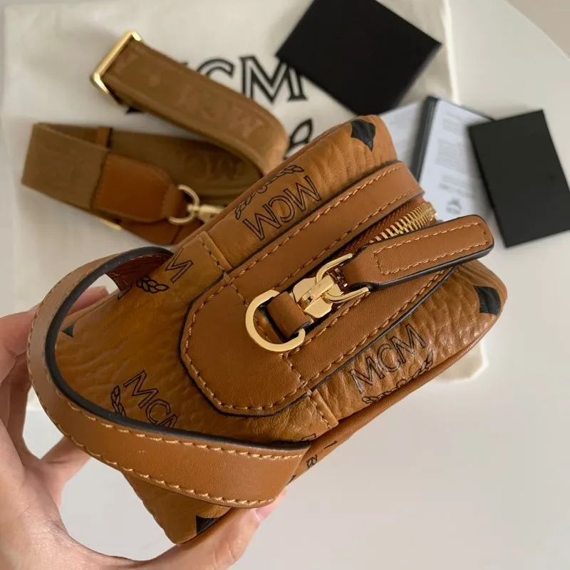 MCM Cognac Monogram Crossbody Bag - Image 4