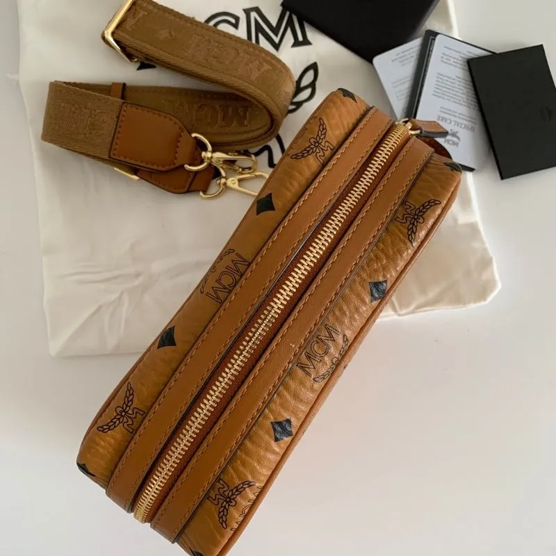 MCM Cognac Monogram Crossbody Bag - Image 6