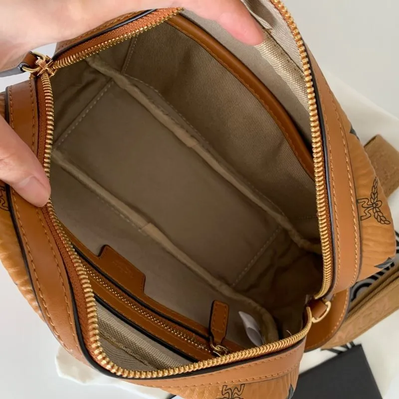 MCM Cognac Monogram Crossbody Bag - Image 9