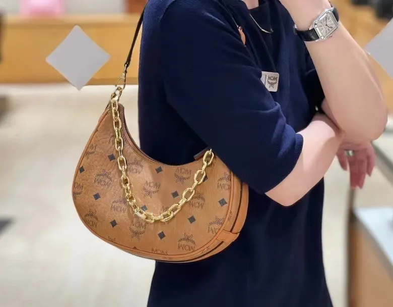 MCM Visetos Hobo Shoulder Bag Cognac Brown - Image 6