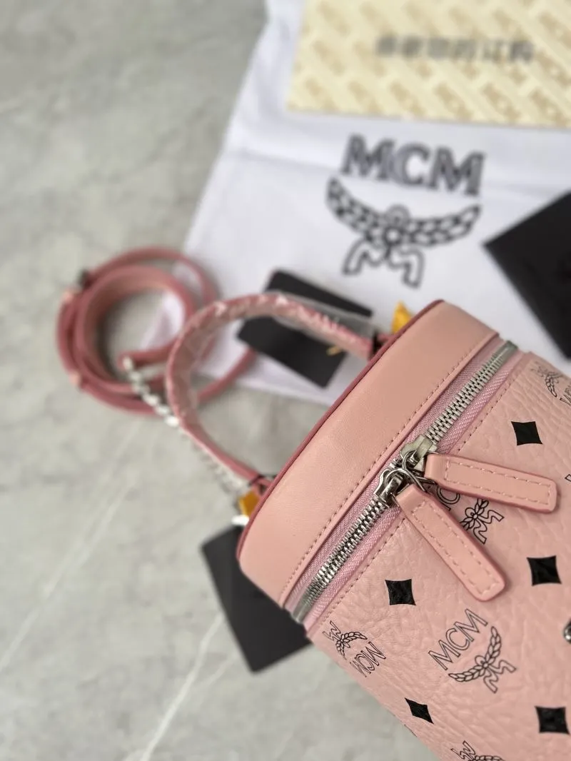 MCM Pink Cylindrical Crossbody Satchel Bag - Image 3