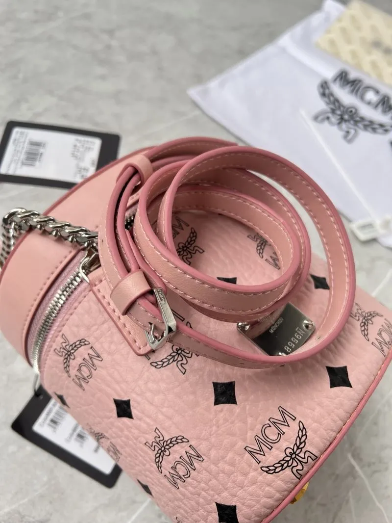 MCM Pink Cylindrical Crossbody Satchel Bag - Image 7