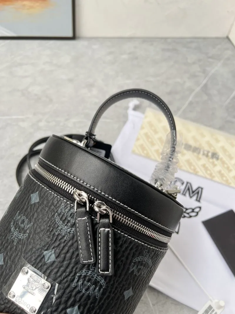 MCM Black Cylindrical Crossbody Satchel Bag - Image 3