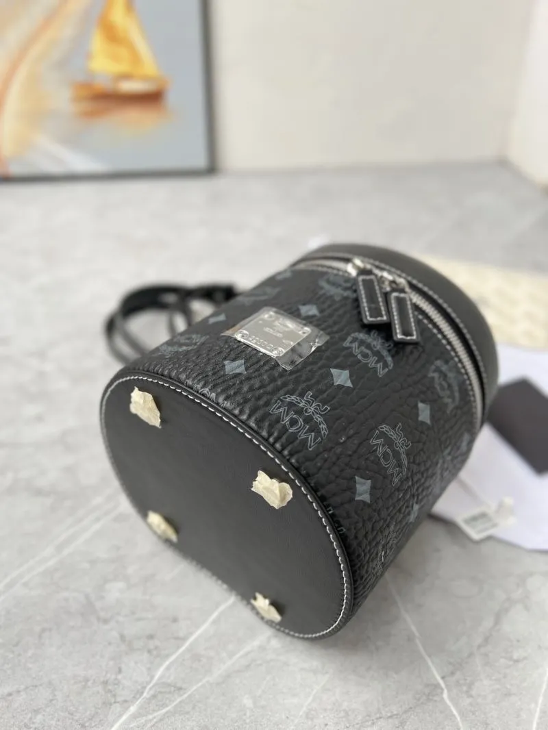 MCM Black Cylindrical Crossbody Satchel Bag - Image 4