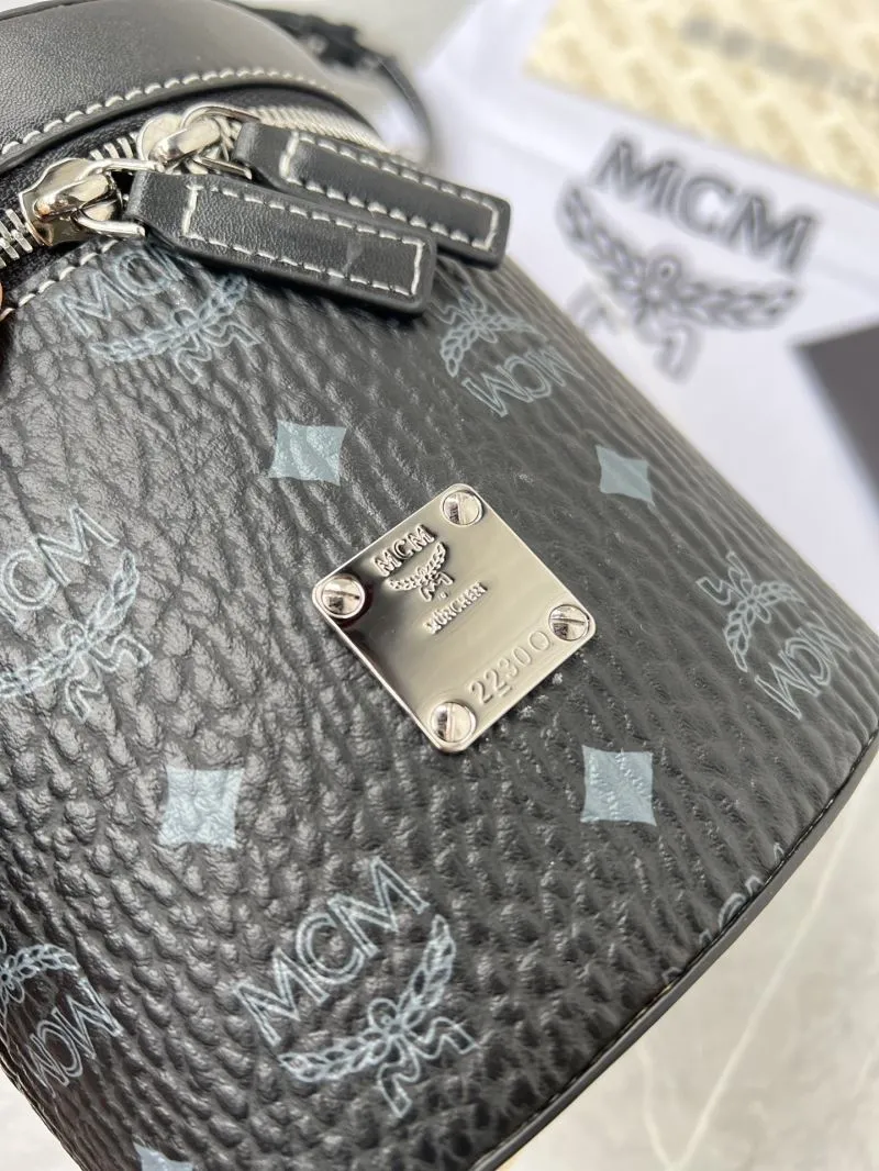 MCM Black Cylindrical Crossbody Satchel Bag - Image 5