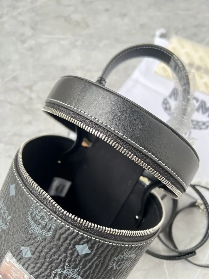 MCM Black Cylindrical Crossbody Satchel Bag - Image 8