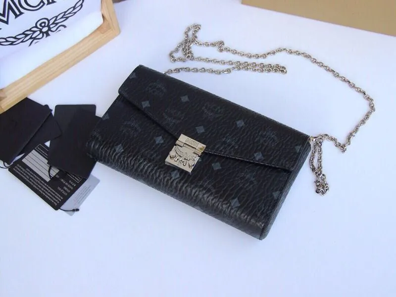 MCM Black Chain Strap Satchel Crossbody Bag - Image 5