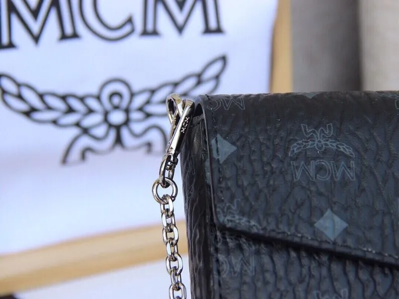 MCM Black Chain Strap Satchel Crossbody Bag - Image 6