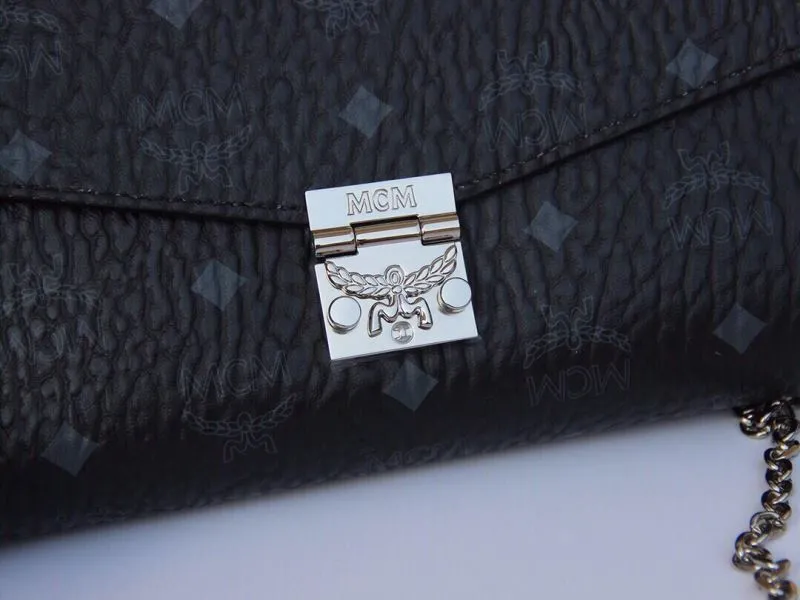 MCM Black Chain Strap Satchel Crossbody Bag - Image 7