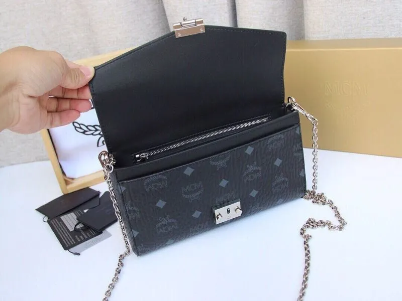 MCM Black Chain Strap Satchel Crossbody Bag - Image 8
