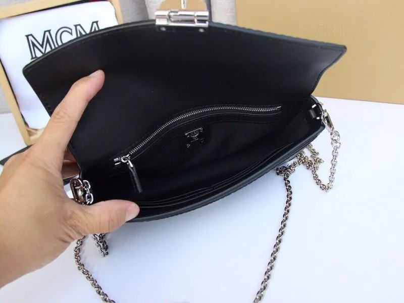 MCM Black Chain Strap Satchel Crossbody Bag - Image 9