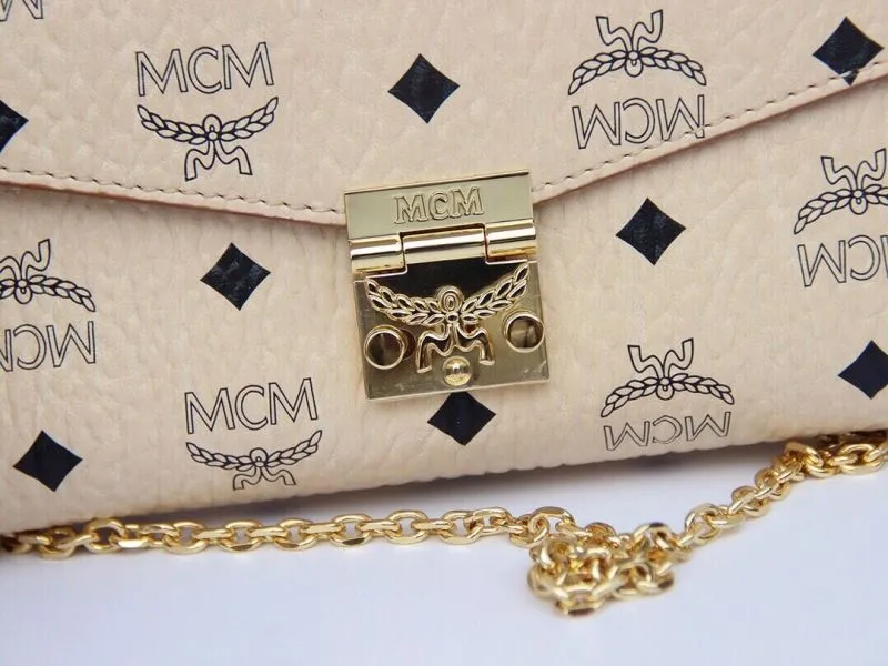 MCM Beige Monogram Chain Crossbody Bag - Image 7