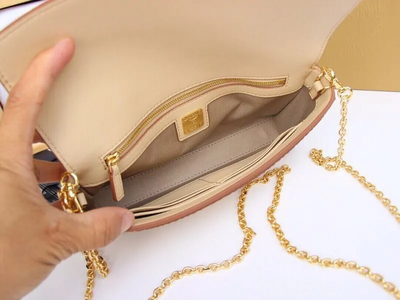 MCM Beige Monogram Chain Crossbody Bag - Image 9