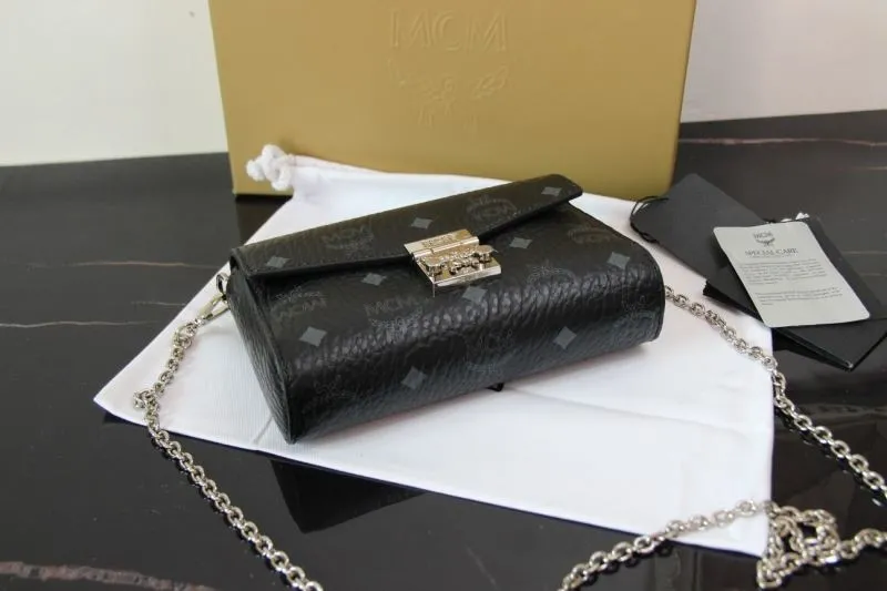 MCM Black Chain Crossbody Satchel Bag - Image 4