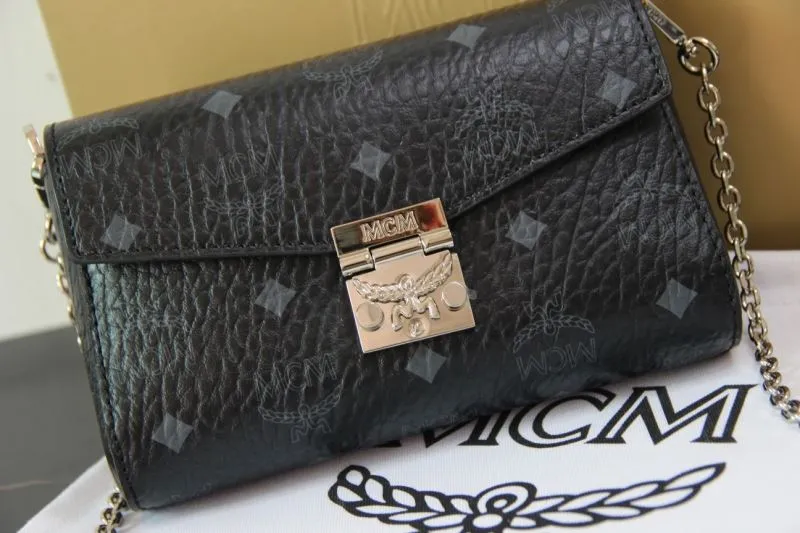 MCM Black Chain Crossbody Satchel Bag - Image 5