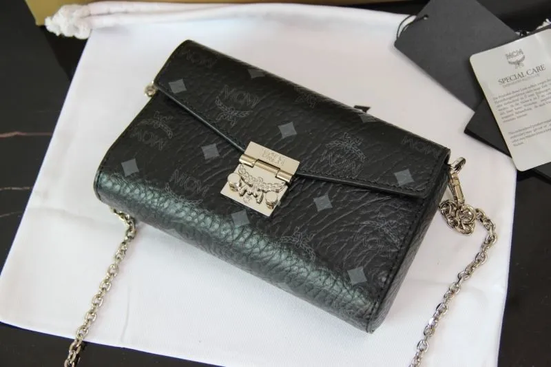 MCM Black Chain Crossbody Satchel Bag - Image 6