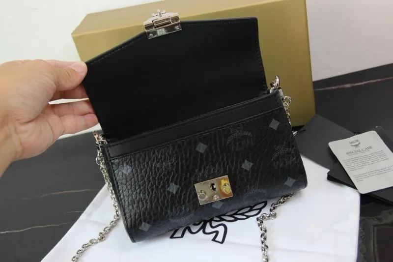 MCM Black Chain Crossbody Satchel Bag - Image 8