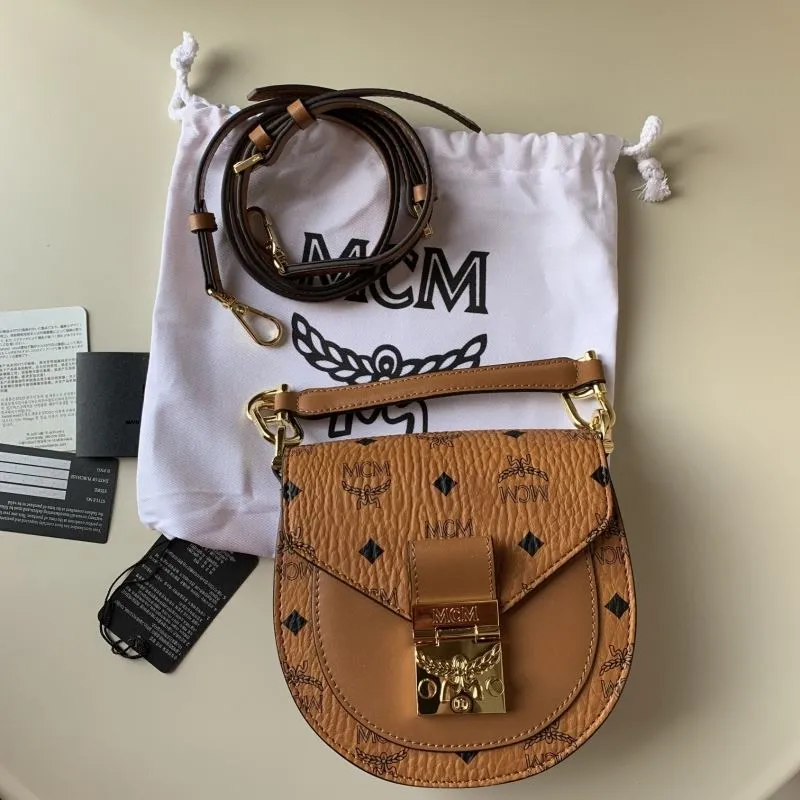 MCM Cognac Mini Saddle Crossbody Bag