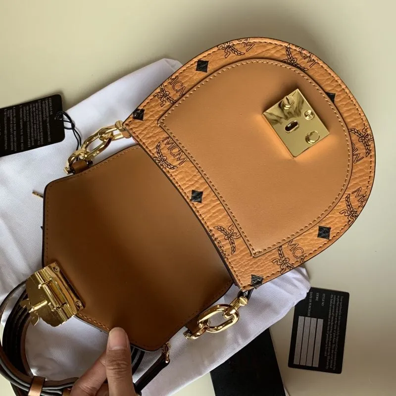 MCM Cognac Mini Saddle Crossbody Bag - Image 7