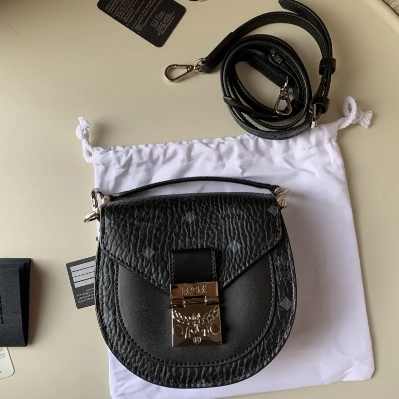 Alternative view of MCM Black Leather Saddle Crossbody Bag