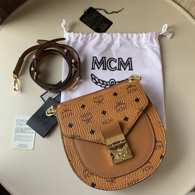 MCM Cognac Crossbody Saddle Bag