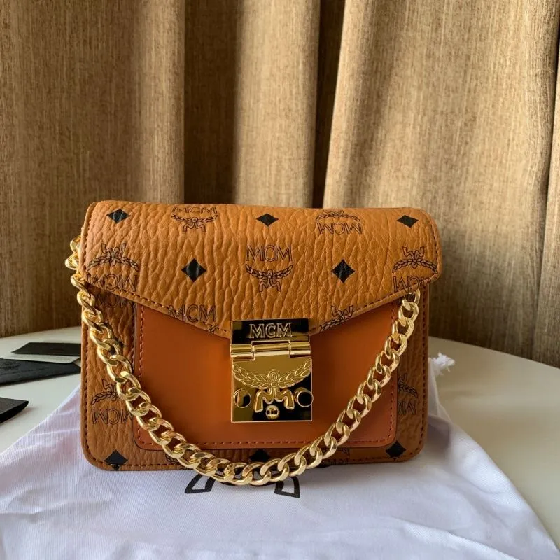 MCM Cognac Chain Satchel Bag
