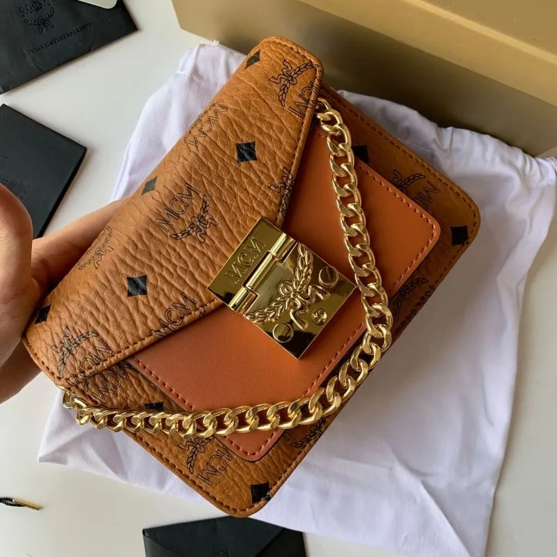 Alternative view of MCM Cognac Chain Satchel Bag