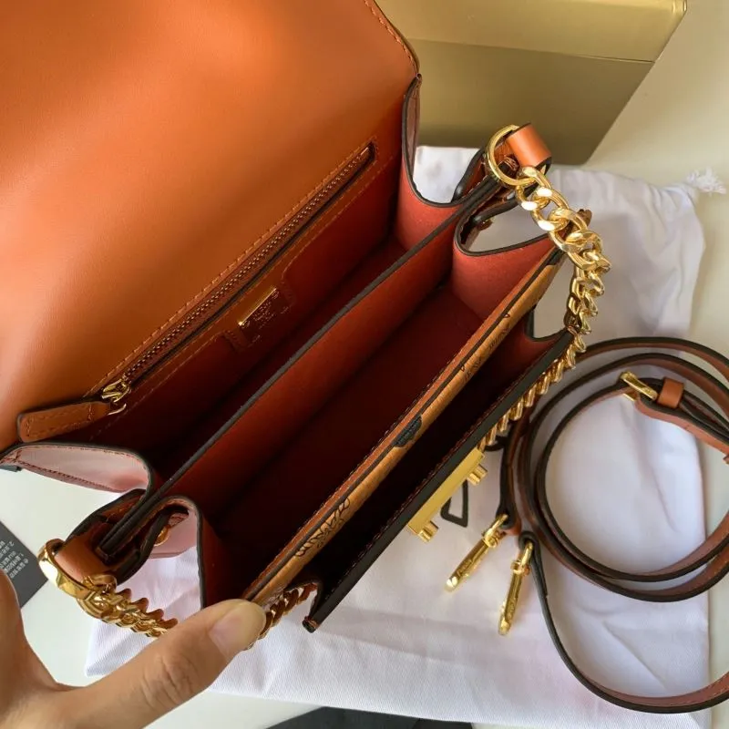MCM Cognac Chain Satchel Bag - Image 9