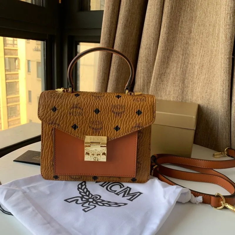 MCM Cognac Brown Satchel Handbag