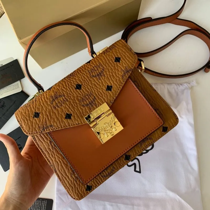 Alternative view of MCM Cognac Brown Satchel Handbag